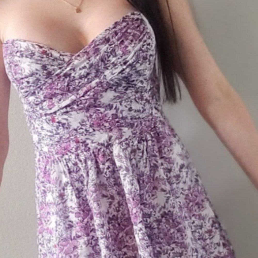 {Express} Women's Floral Casual Strapless Dress - Size 8